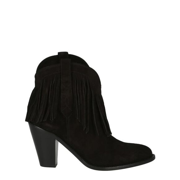 Saint Laurent Western Fringed Ankle Boots - Picture 1 of 4